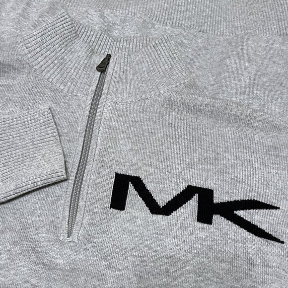 Michael Kors Gray Lightweight Cotton Half Zip Pullover Sweater - Picture 12 of 12